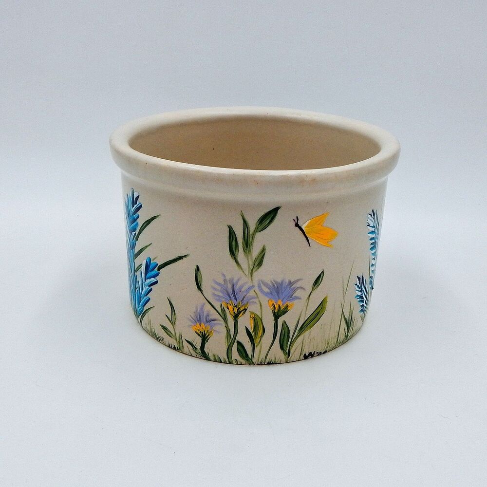 Robinson Ransbottom Hand-Painted Floral Pottery Crock Jar Stoneware Planter OH
